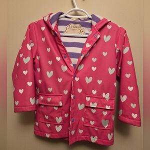 Hatley Color Changing Pink Heart Raincoat Size 6